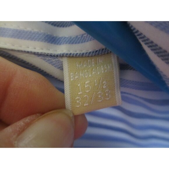 Michael Kors Mens Non-Iron Blue & White Striped Dress Shirt 15.5 32/33 - Picture 5 of 6
